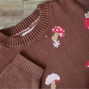 Pacsun L.A. Hearts Mushroom Knit Crewneck Sweater Brown Womens Size M